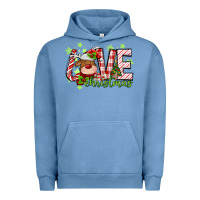 Pigment Pebble Blue love christmas deer Urban Hoodie - MaliasSmallBusiness