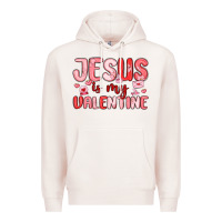 Pale Pink jesus is my valentine Premium Hoodie - MaliasSmallBusiness