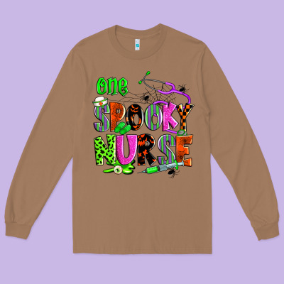 One Spooky Nurse Long Sleeve Tee Designed By Zillion Design Studio