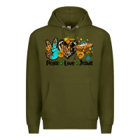 Army Green peace love jesus Premium Hoodie - AdoDesignShop