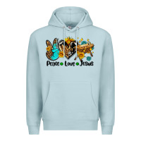 Blue Mist peace love jesus Premium Hoodie - AdoDesignShop