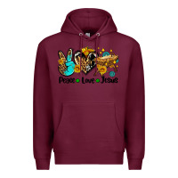 Burgundy peace love jesus Premium Hoodie - AdoDesignShop