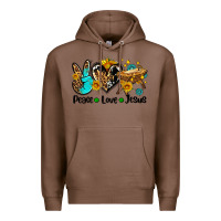 Chestnut peace love jesus Premium Hoodie - AdoDesignShop