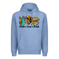 Colony Blue peace love jesus Premium Hoodie - AdoDesignShop