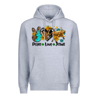 Heather Grey peace love jesus Premium Hoodie - AdoDesignShop