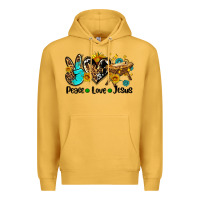 Mustard peace love jesus Premium Hoodie - AdoDesignShop