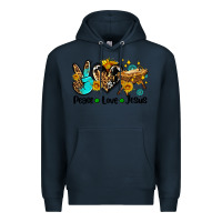 Navy peace love jesus Premium Hoodie - AdoDesignShop
