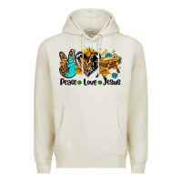 Oatmeal Heather peace love jesus Premium Hoodie - AdoDesignShop