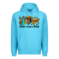 Ocean Blue peace love jesus Premium Hoodie - AdoDesignShop