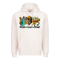 Pale Pink peace love jesus Premium Hoodie - AdoDesignShop