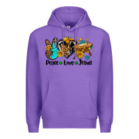 Purple peace love jesus Premium Hoodie - AdoDesignShop
