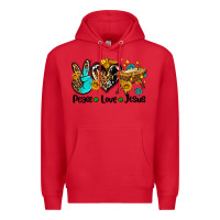 Red peace love jesus Premium Hoodie - AdoDesignShop