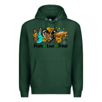 Sports Green peace love jesus Premium Hoodie - AdoDesignShop