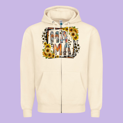 Mama Western Zipper Hoodie Designed By Racoondesign
