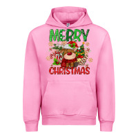 Fuchsia Pink merry christmas deer Urban Hoodie - MaliasSmallBusiness