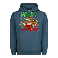 Pigment Midnight Navy merry christmas deer Urban Hoodie - MaliasSmallBusiness