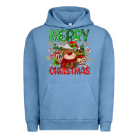 Pigment Pebble Blue merry christmas deer Urban Hoodie - MaliasSmallBusiness
