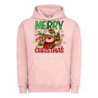 Pigment Salmon merry christmas deer Urban Hoodie - MaliasSmallBusiness