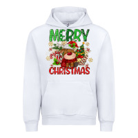 White merry christmas deer Urban Hoodie - MaliasSmallBusiness