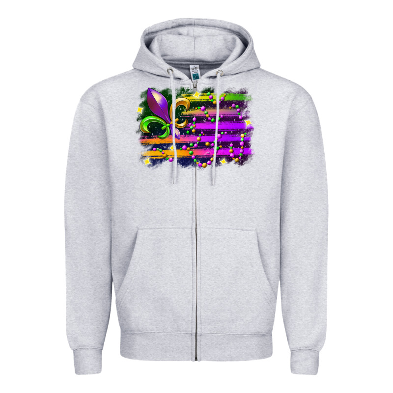 Mardi Gras Flag Zipper Hoodie by RacoonDesign | Teevron