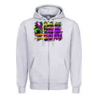 Heather Grey mardi gras flag Zipper Hoodie - RacoonDesign