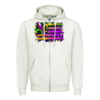Oatmeal Heather mardi gras flag Zipper Hoodie - RacoonDesign