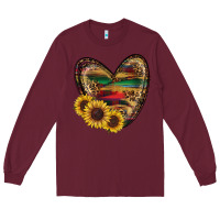 Burgundy western sunflowers heart Long Sleeve Tee - RanaPortraitStore