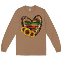 Toasted Coconut western sunflowers heart Long Sleeve Tee - RanaPortraitStore