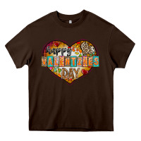 Chocolate Brown Happy Valentınes Day Heavy Core Tee - CowhideDigitalArt