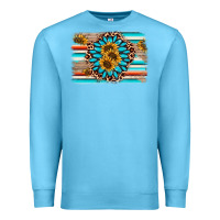 Ocean Blue gemstone sunflower background Premium Sweatshirt - AdoDesignShop
