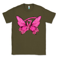 Army Green Breast Cancer Butterfly Classic Tee - texasbilliewilder