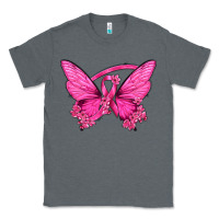 Charcoal Heather Breast Cancer Butterfly Classic Tee - texasbilliewilder