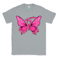 Heather Grey Breast Cancer Butterfly Classic Tee - texasbilliewilder