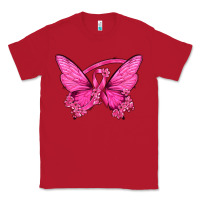 Red Breast Cancer Butterfly Classic Tee - texasbilliewilder