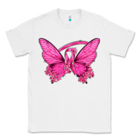 White Breast Cancer Butterfly Classic Tee - texasbilliewilder