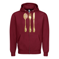 Burgundy spoon fork knife fa element Zipper Hoodie - FaDigitalArtStudio
