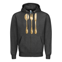 Charcoal Heather spoon fork knife fa element Zipper Hoodie - FaDigitalArtStudio