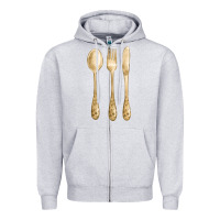 Heather Grey spoon fork knife fa element Zipper Hoodie - FaDigitalArtStudio