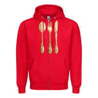 Red spoon fork knife fa element Zipper Hoodie - FaDigitalArtStudio