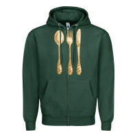 Sports Green spoon fork knife fa element Zipper Hoodie - FaDigitalArtStudio