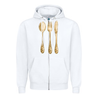 White spoon fork knife fa element Zipper Hoodie - FaDigitalArtStudio