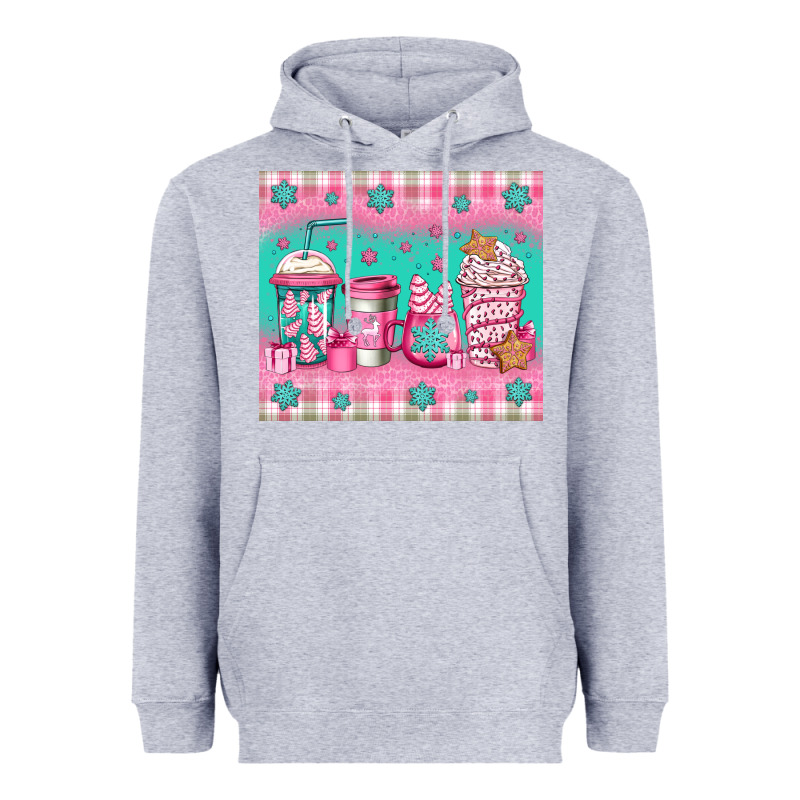 Pink Christmas Coffee Heavyweight Hoodie by Jasminsmagicworld | Teevron
