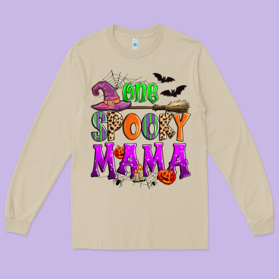 One Spooky Mama Long Sleeve Tee Designed By Zillion Design Studio