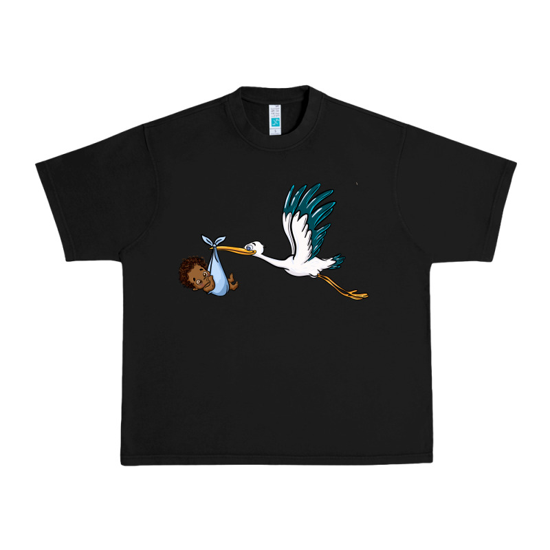 Stork With Black Baby Boy Urban Heavy Tee by BarkalooDesign | Teevron