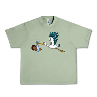 Oil Green stork with black baby boy Urban Heavy Tee - BarkalooDesign
