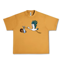 Peanut Butter stork with black baby boy Urban Heavy Tee - BarkalooDesign