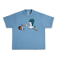 Pebble Blue stork with black baby boy Urban Heavy Tee - BarkalooDesign