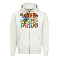 Oatmeal Heather pride Zipper Hoodie - CowhideDigitalArt