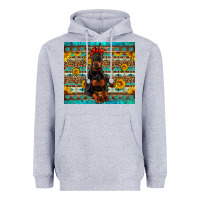 Heather Grey doberman with western background Heavyweight Hoodie - Artiststas