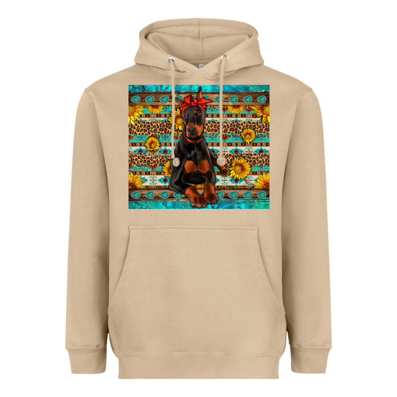 Doberman With Western Background Heavyweight Hoodie by Artiststas | Teevron